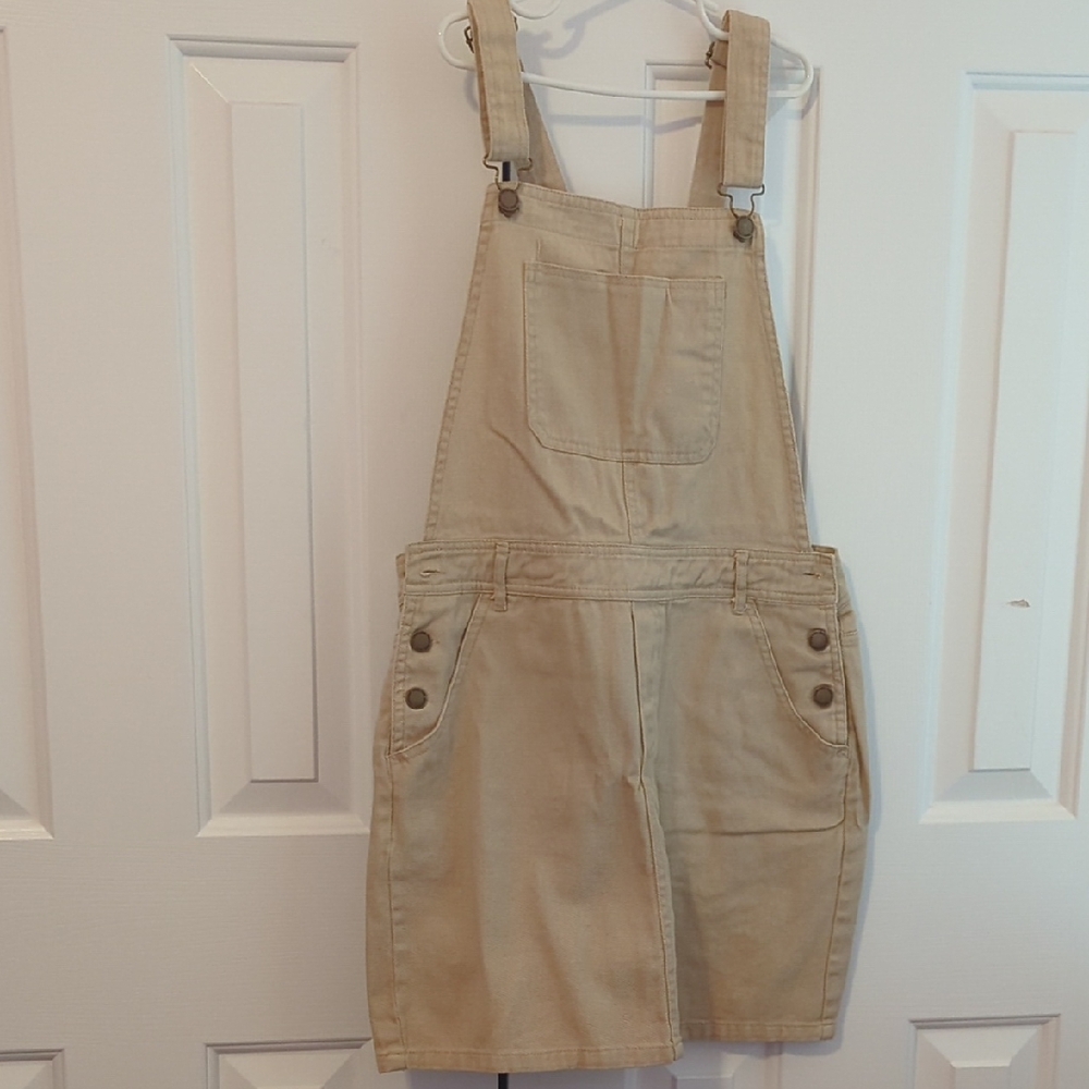 Angel Kiss Beige Overall Dress with Brass Button